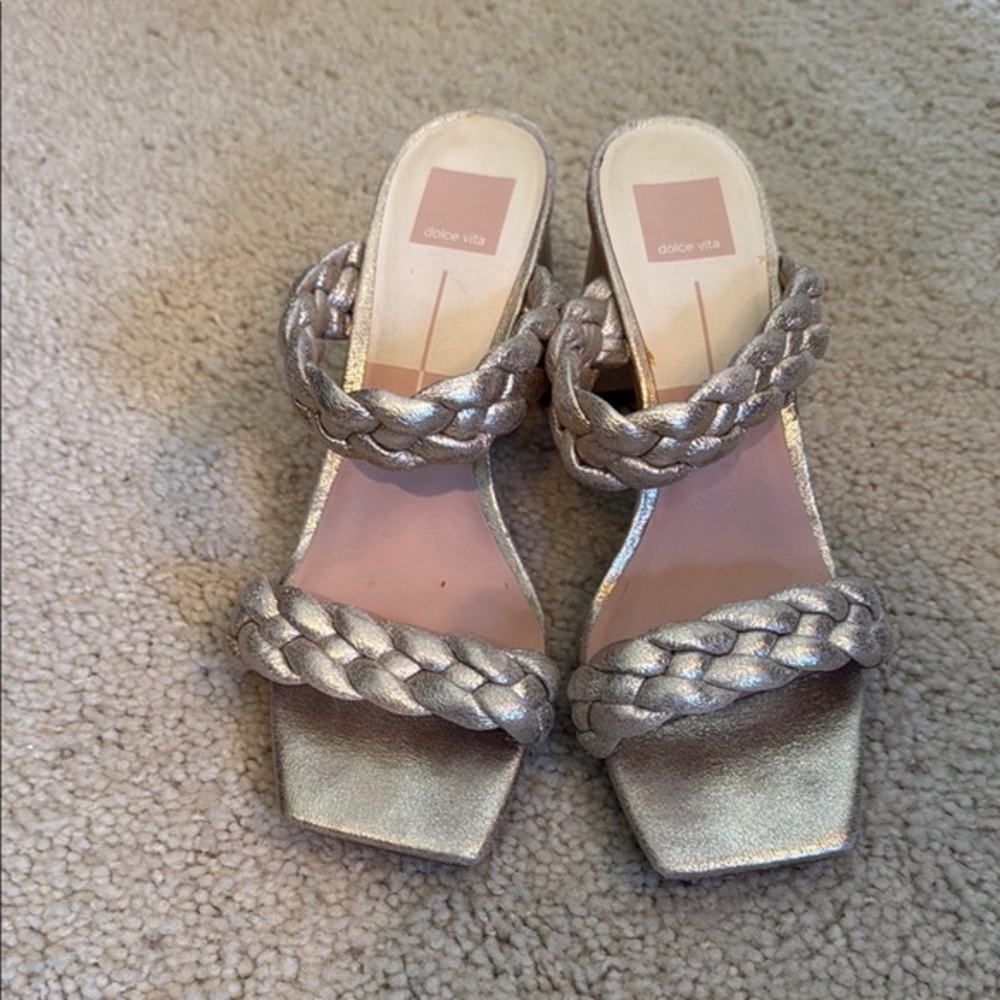 Dolce Vita Silver Heels with Braided Design